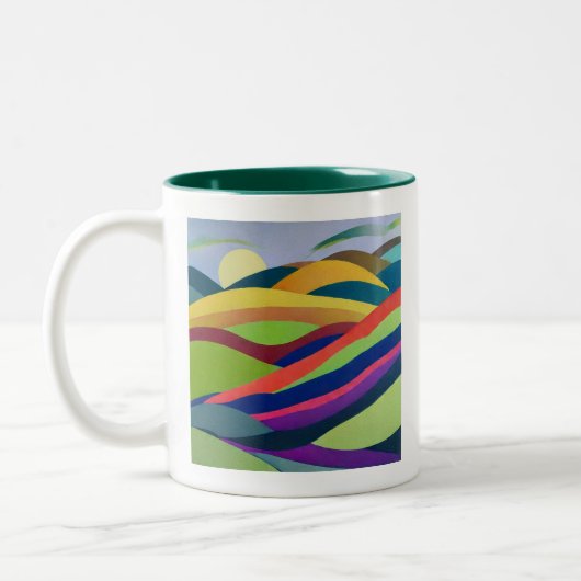Regenbogen-Hügellandschaft Zweifarbige Tasse (Links)