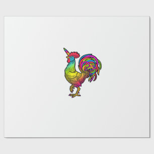 Regenbogen-Huhn-Einhorn-Hahn-Lustiges-Tier-Bild Geschenkpapier