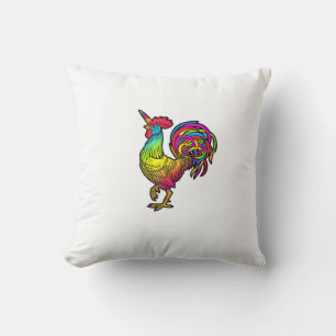 Regenbogen-Huhn-Einhorn-Hahn-Lustiges-Tierbild Kissen