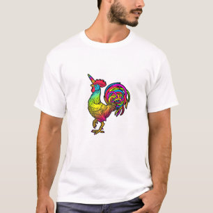 Regenbogen-Huhn-Einhorn-Hahn-Lustiges-Tierbild T-Shirt