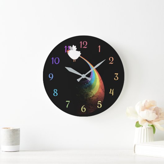 Regenbogen-Huhn-Furz-Uhr Große Wanduhr (Zuhause)