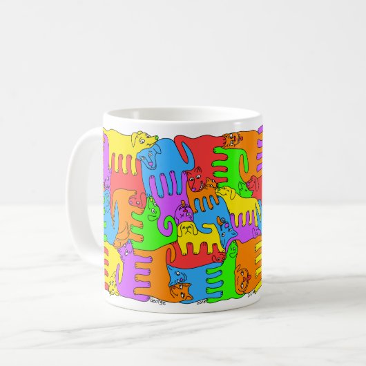 Regenbogen-Hunde Kaffeetasse (Vorderseite Links)
