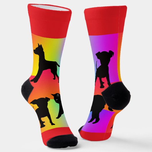 Regenbogen Hunde Und Katzen Socken (Gewinkelt)