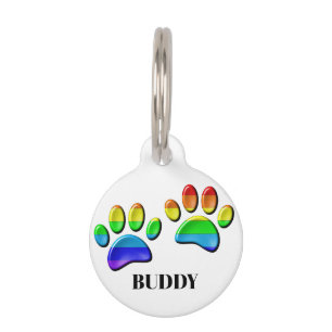 Regenbogen-Hundepfotenabdrücke Haustiermarke