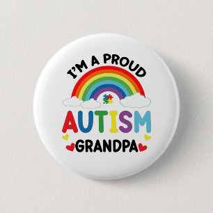 Regenbogen Ich bin ein stolzer Autismus-Opa Autism Button