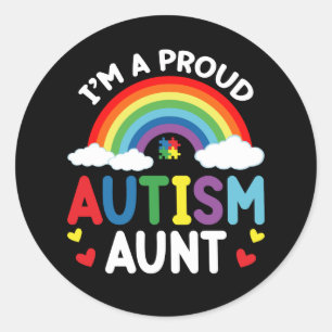 Regenbogen Ich bin eine stolze Autismus-Tante Auti Runder Aufkleber