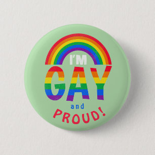Regenbogen Ich bin schwul und stolz! LGBTQ Button