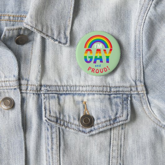 Regenbogen Ich bin schwul und stolz! Schaltfläche Button (Beispiel)