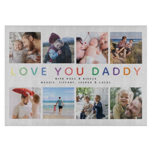 Regenbogen 'ICH LIEBE DICH PAPA' Foto-Collage Erin Schneidebrett (Vorderseite)