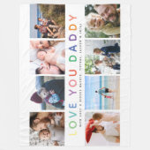 Regenbogen 'ICH LIEBE DICH PAPI' Foto-Collage-Ande Fleecedecke (Vorderseite)