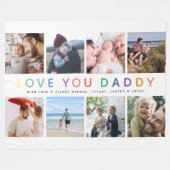 Regenbogen 'ICH LIEBE DICH PAPI' Foto-Collage-Ande Fleecedecke (Vorderseite (Horizontal))