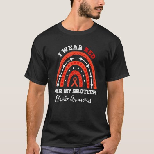 Regenbogen Ich trage Rot für meinen Bruder Stroke T-Shirt (Vorderseite)