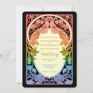 Regenbogen II Wasserfarbe Art Nouveau Hochzeit Einladung