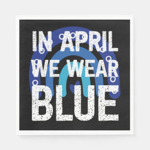 Regenbogen im April tragen wir Blau Autismus-Bewus Serviette