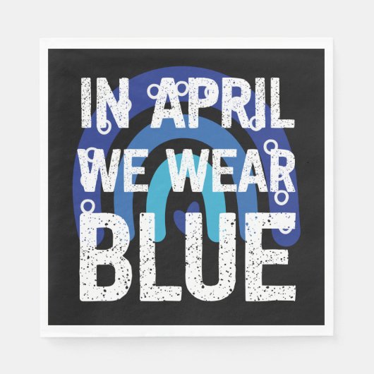 Regenbogen im April tragen wir blaues Autismus-Bew Serviette (Vorderseite)