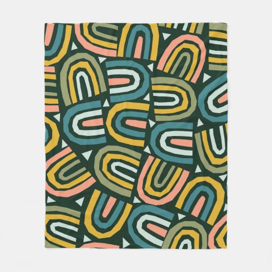 Regenbogen im geometrischen Stil, Vintage Muster. Fleecedecke (Vorderseite)