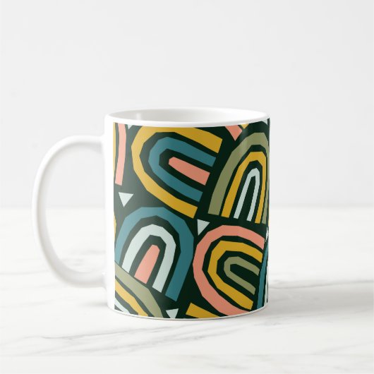 Regenbogen im geometrischen Stil, Vintage Muster. Kaffeetasse (Links)