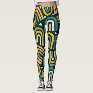 Regenbogen im geometrischen Stil, Vintage Muster. Leggings