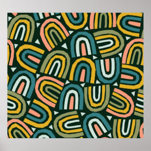 Regenbogen im geometrischen Stil, Vintage Muster. Poster