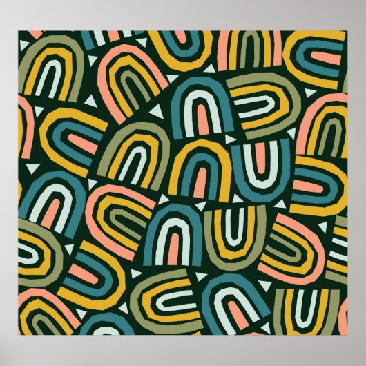 Regenbogen im geometrischen Stil, Vintage Muster. Poster (Vorne)