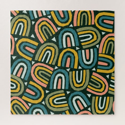 Regenbogen im geometrischen Stil, Vintage Muster. Puzzle (Vertikal)