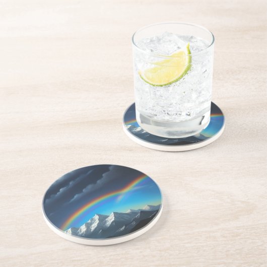 Regenbogen im Himmel Getränkeuntersetzer (Seite)