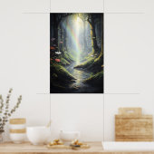 Regenbogen im magischen Wald, dunkelgrüner Wald mi Poster (Küche)