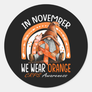Regenbogen Im November tragen wir Orange CRPS Bewu Runder Aufkleber