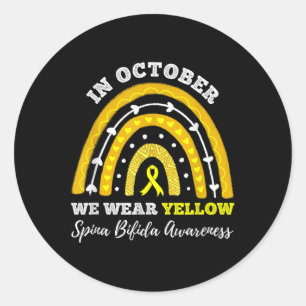 Regenbogen im Oktober tragen wir Yellow Spina Bifi Runder Aufkleber