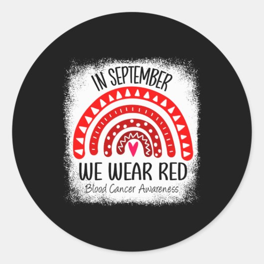 Regenbogen im September tragen wir roten Blutkrebs Runder Aufkleber (Vorderseite)