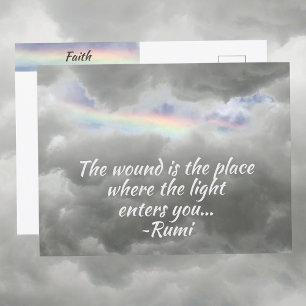 Regenbogen im stürmischen Himmel Rumi Zitat Fotogr Postkarte