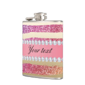 Regenbogen-Imitat-Glitzer Stripes Diamant-Gold Flachmann (Links)