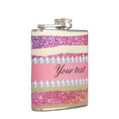 Regenbogen-Imitat-Glitzer Stripes Diamant-Gold Flachmann (Rechts)