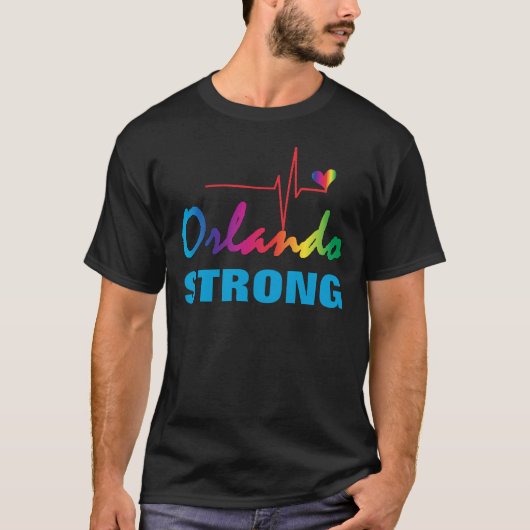 Regenbogen-Impuls-Herz LGBT Orlandos starkes T-Shirt (Vorderseite)