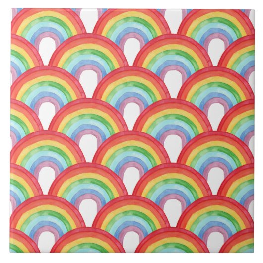 Regenbogen in Aquarellfarben Keramik Tile Fliese (Vorderseite)