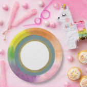 Regenbogen in Aquarellpapierplatte Pappteller (Party)