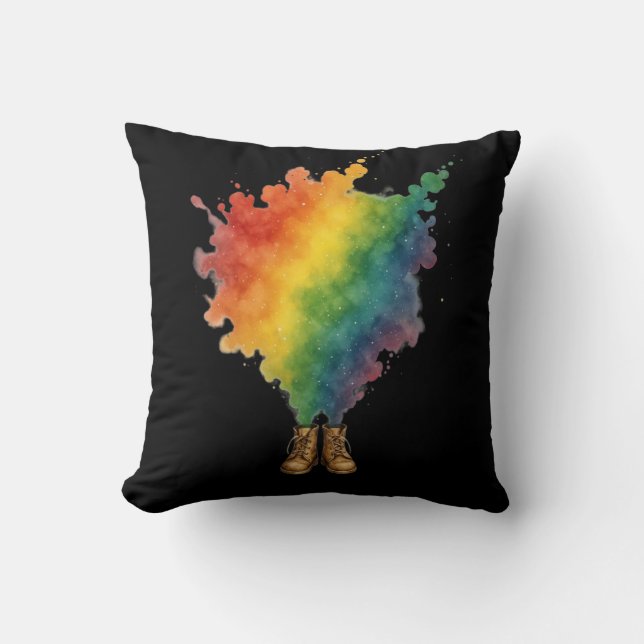 Regenbogen in beigen Stiefeln  Kissen (Vorderseite)