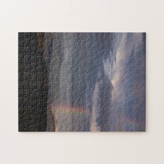 Regenbogen in den Bergen. Puzzle (Horizontal)