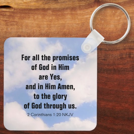 Regenbogen in den Sky Inspirational Bible Verses N Schlüsselanhänger (Rückseite)