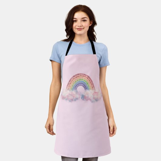 Regenbogen in der Cloud Abstrakt rosa Schürze (Getragen)