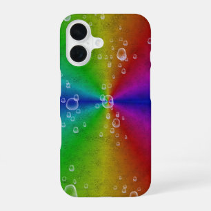 Regenbogen in Elefantenhaut Leatheroptik & Regentr iPhone 16 Hülle