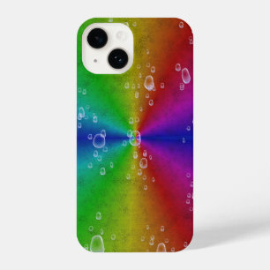 Regenbogen in Elefantenhaut-Leder-Optik mit Tropfe iPhone 14 Hülle