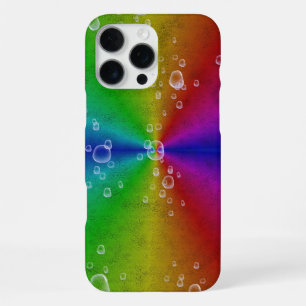 Regenbogen in Elefantenleder-Optik & Regentropfen iPhone 16 Pro Max Hülle