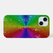 Regenbogen in Elefantenlederoptik mit Tropfen iPhone 15 Hülle (Rückseite (Horizontal))