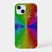 Regenbogen in Elefantenlederoptik mit Tropfen iPhone 15 Hülle (Rückseite)