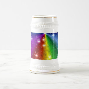 Regenbogen in Elefantenletheroptik & Regentropfen Bierglas