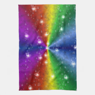 Regenbogen in Elefantenletheroptik & Regentropfen Handtuch