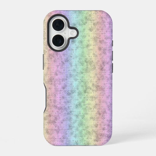 Regenbogen in Elephant Skin Leather Optik iPhone 16 Hülle (Rückseite)
