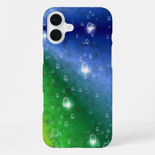 Regenbogen in Elephant Skin Leather Optik & Raindr iPhone 16 Plus Hülle