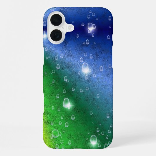 Regenbogen in Elephant Skin Leather Optik & Raindr iPhone Hülle (Rückseite)